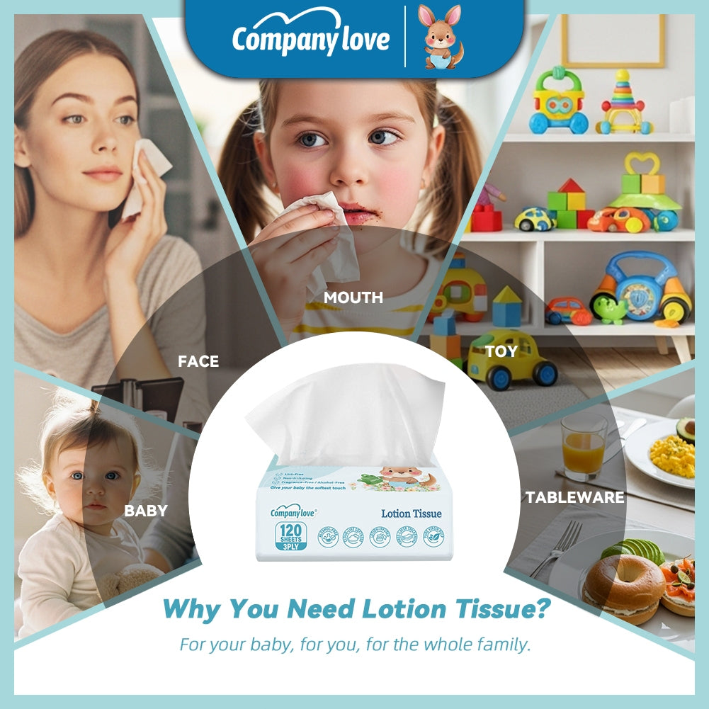 【Harga Termurah】Company Love Ultra Soft Baby Tissue 120Pcs (1Bag)Baby Moisturizing Cream Tissue Paper 120Pcs雲柔巾、柔紙巾、寶寶紙巾