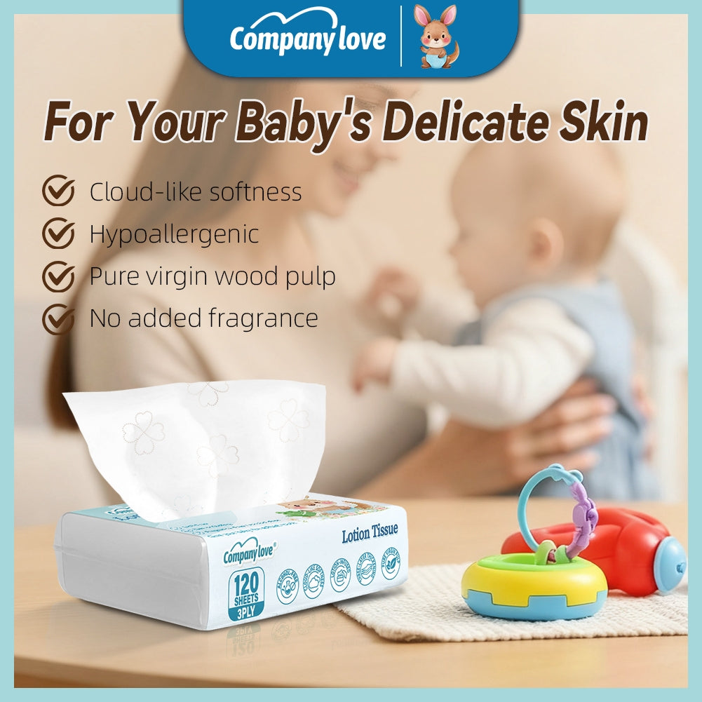 【Harga Termurah】Company Love Ultra Soft Baby Tissue 120Pcs (1Bag)Baby Moisturizing Cream Tissue Paper 120Pcs雲柔巾、柔紙巾、寶寶紙巾